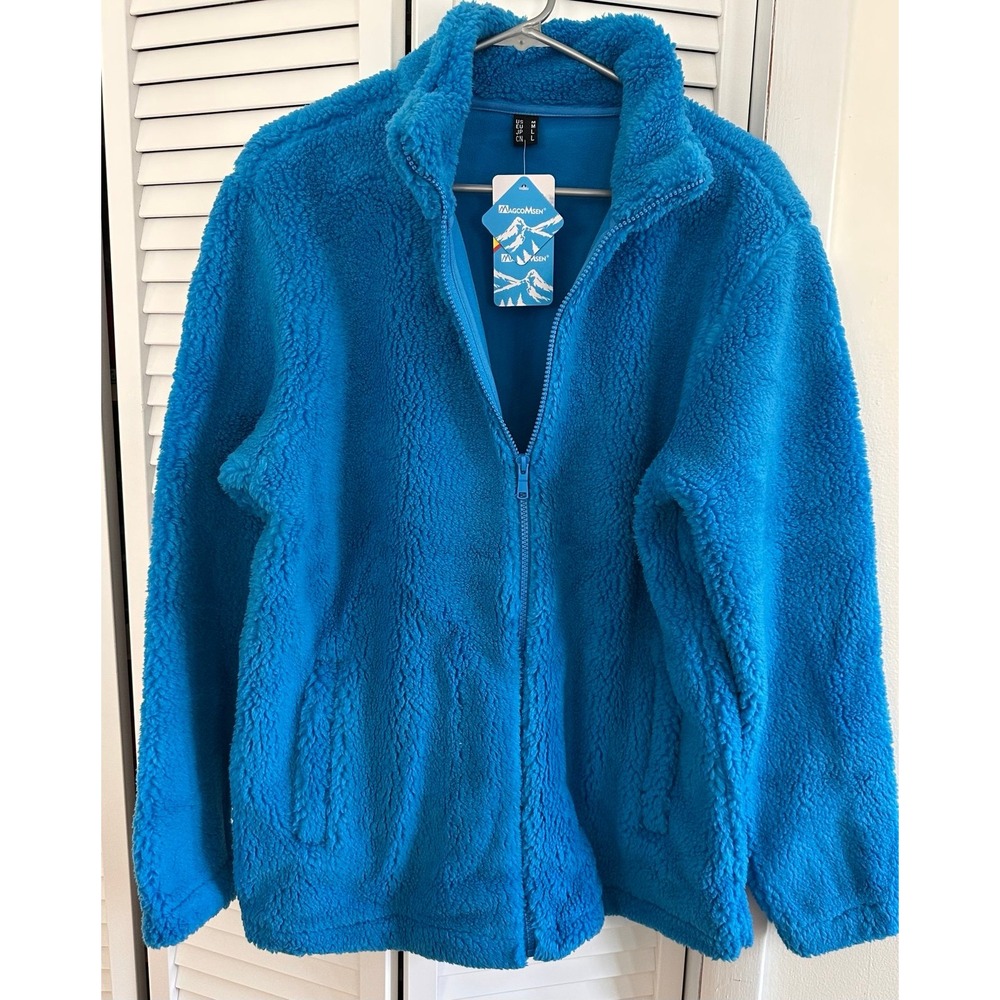 MAGCOMSEN Men's Fluffy Fuzzy Sherpa Fleece Jacket Full Zip Stand Collar 4 Pocket